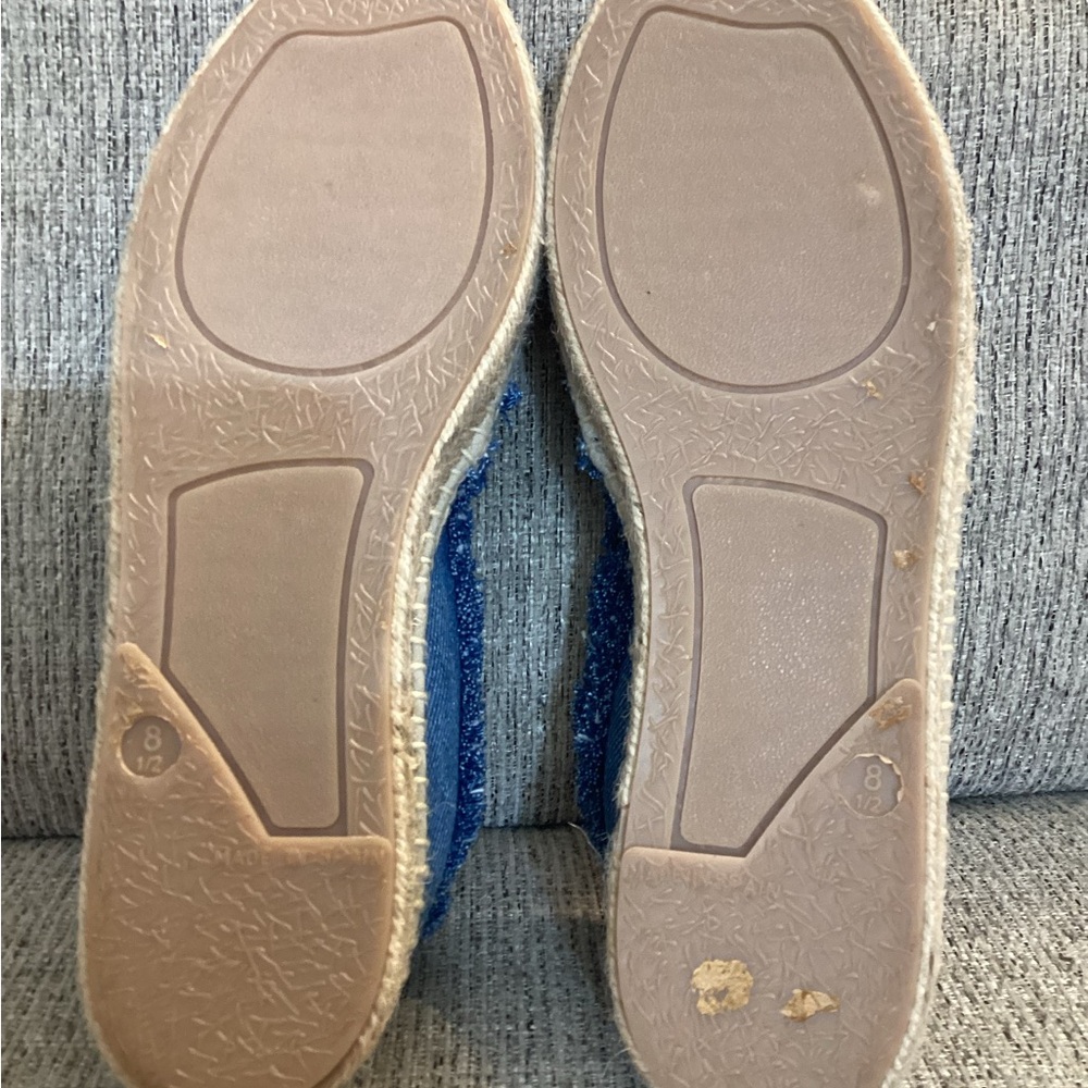 Saks Fifth Avenue Blue Denim Frayed Espadrille Flats - Picture 11 of 13